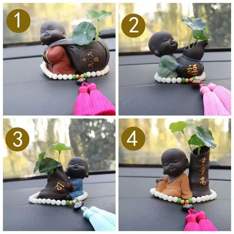 Ceramic Tea Pet Ornaments Small Buddha Statue Monk Figurine Desktop Flower Pot Hydroponic Plant Decoration Tea  Accessories