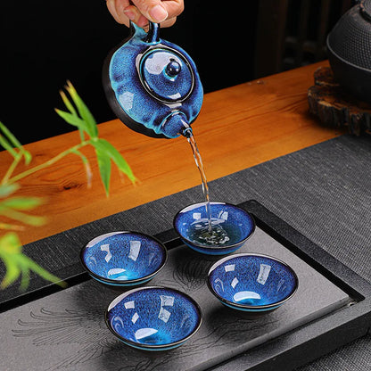 Ceramic Tea Set Chinese Kung Fu Tea Production Accessories One Pot of Four Cups of Best Tea Enthusiasts Holiday Gifts