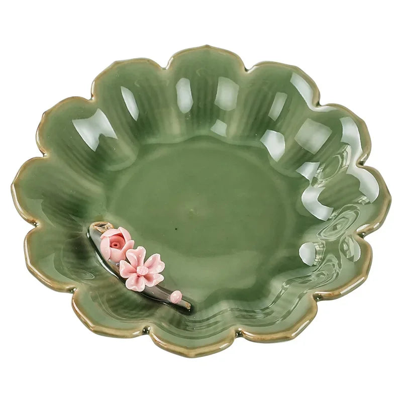 Ceramic Tea Tray Hand-Pinching Flower Pot  Tray Stove Tea Cooking Ideas Accessories Pot Mat Fruit Plate Serving Trays Tea Table