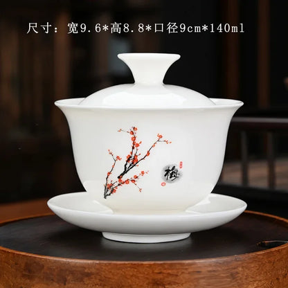 Ceramic Tea Tureen Lid Bowl Saucer Handmade Teaware Chinese Home Decor Kung Fu Porcelanas Tea Cup Sancai Gaiwan Tea Cups