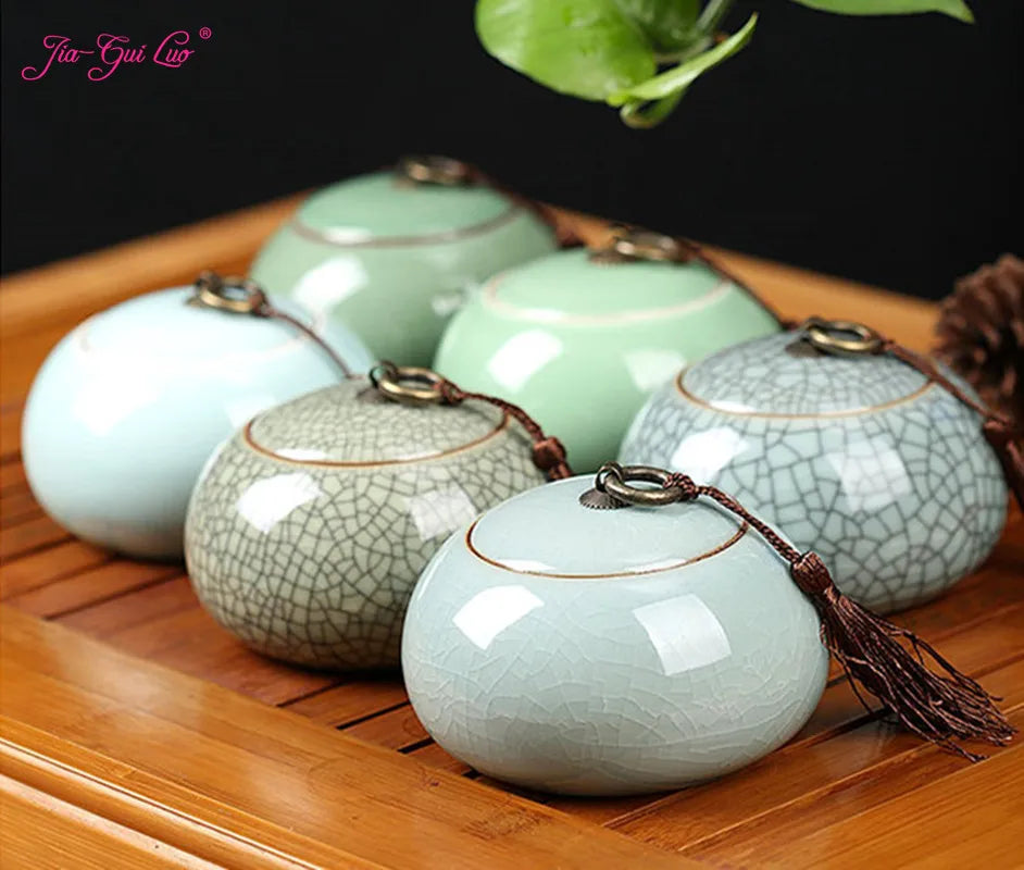 Ceramic Tea caddies, Dried Fruit Storage Cans, Sealed Bottle, Tea Accessories, Pu'er Tieguanyin Gift Box, D034