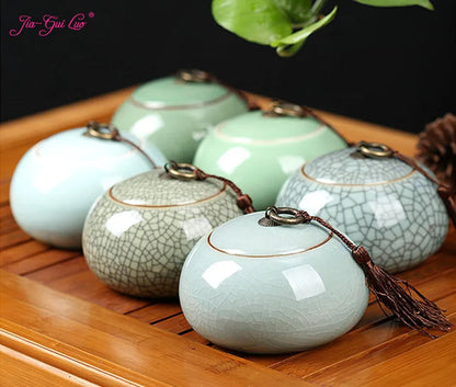 Ceramic Tea caddies, Dried Fruit Storage Cans, Sealed Bottle, Tea Accessories, Pu'er Tieguanyin Gift Box, D034