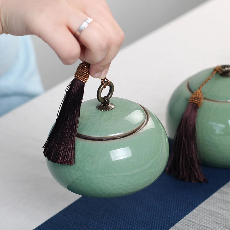 Ceramic Tea caddies, Dried Fruit Storage Cans, Sealed Bottle, Tea Accessories, Pu'er Tieguanyin Gift Box, D034