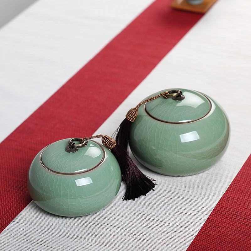 Ceramic Tea caddies, Dried Fruit Storage Cans, Sealed Bottle, Tea Accessories, Pu'er Tieguanyin Gift Box, D034