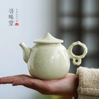 Ceramic Teapot Creative Lake Stone Pot Handmade Tea Pot White Ceramic Dehua Kung Fu Da Hong Pao Black Tea Set Single Pot Teaware