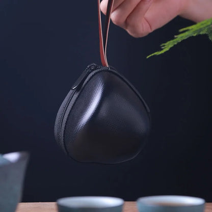 Ceramic Teapot Gaiwan with 2 Cups A Tea Sets Portable Travel Tea Set with Travel Bag