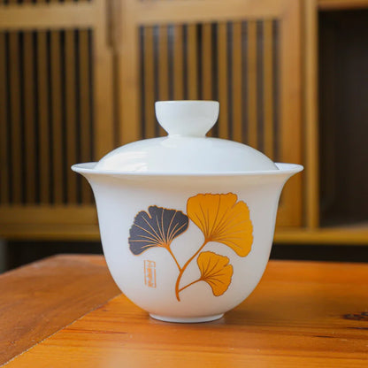 Ceramic Teapot Gaiwan with 3 Cups A Tea Sets Home Office Portable Travel Tea Set Drinking Utensil