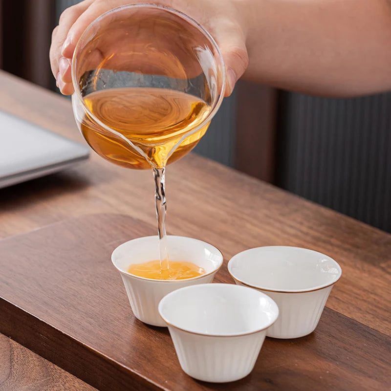 Ceramic Teapot Gaiwan with 3 Cups Portable Travel Home Office Drinking Tea Set with Travel Bag