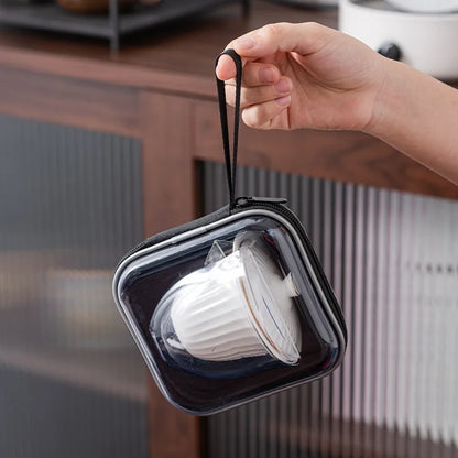 Ceramic Teapot Gaiwan with 3 Cups Portable Travel Home Office Drinking Tea Set with Travel Bag