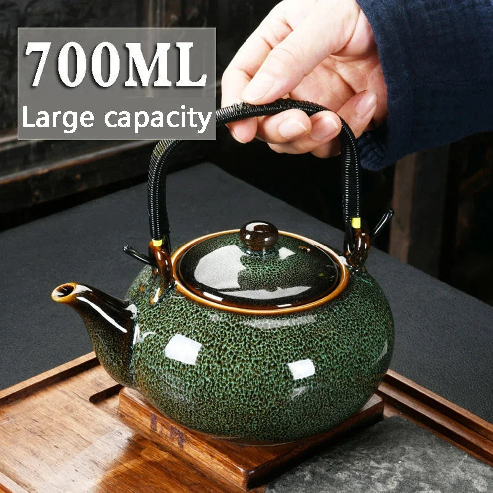 Ceramic Teapot Large 700ML Home Handle Pot Tea Room Accessories Tea Pot Cold Kettle Vintage Celadon Tea Set