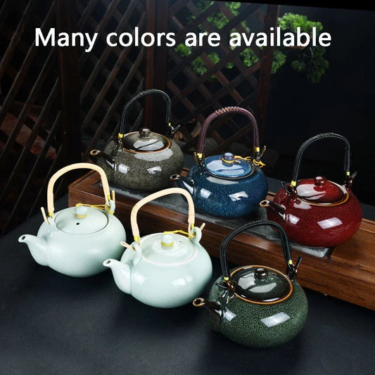 Ceramic Teapot Large 700ML Home Handle Pot Tea Room Accessories Tea Pot Cold Kettle Vintage Celadon Tea Set