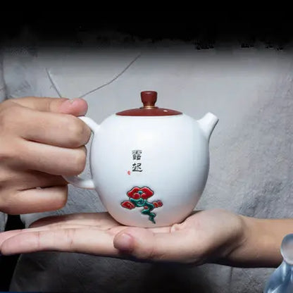 Ceramic Teapot Maker White Porcelain Xishi Pot Household Flower Tea Single Pot Chinese Kung Fu Black Tea Da Hong Pao Teaware