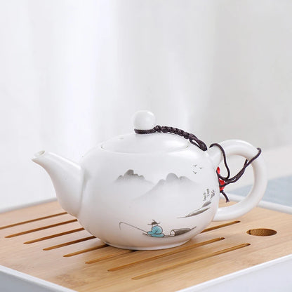Ceramic Teapot One Pot Four Cup Outdoor Travel Kung Fu Teapot Tote Bag Travel Cup Set Tcup Gift Tea Set Chinese Tea Set