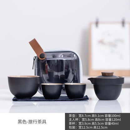 Ceramic Teapot One Pot Three Cup Outdoor Travel Kung Fu Teapot Tote Bag Travel Cup Set Tcup Gift Tea Set Chinese Tea Set Cup