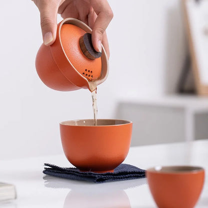 Ceramic Teapot One Pot Three Cup Outdoor Travel Kung Fu Teapot Tote Bag Travel Cup Set Tcup Gift Tea Set Chinese Tea Set Cup