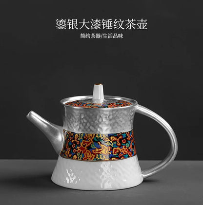 Ceramic Teapot Portable Tea Set Gilt Silver Beautiful Teapot Kung Fu Tea Set Small Kettles Puer Oolong Tea Infusers Gift Boxed