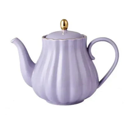 Ceramic Teapot Pumpkin Shape Hand Painted Gold Bone China Teapot With Tea Strainer Elegant Tea Pot Set 1L
