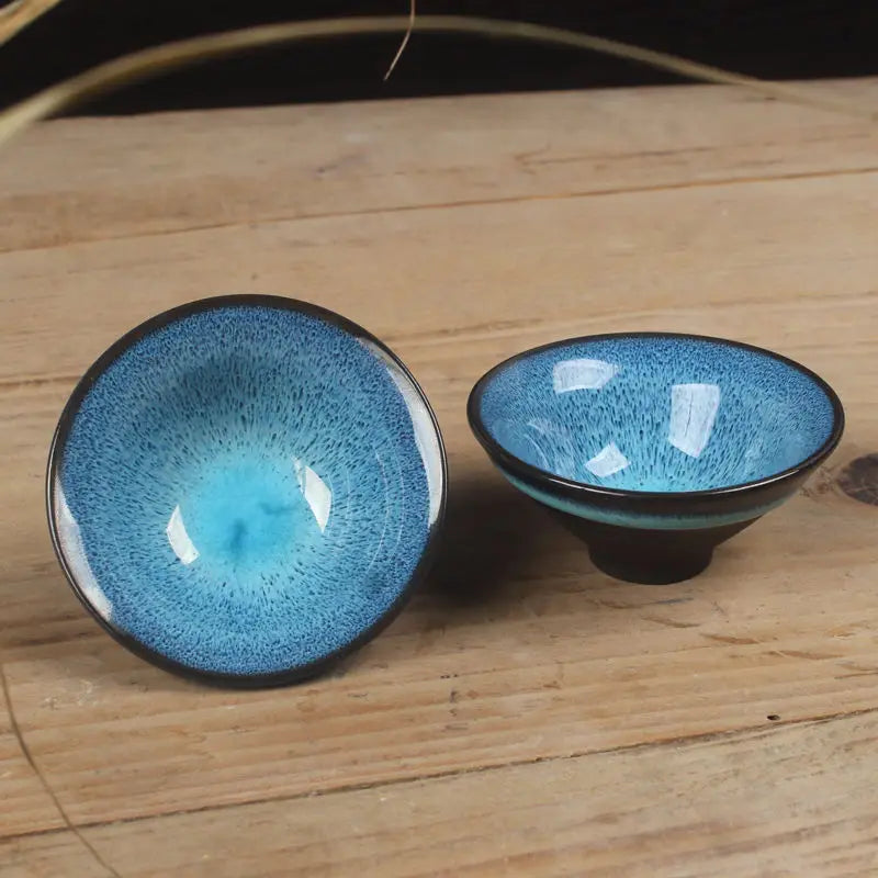 Ceramic Teapot Set Gaiwan Tea Cups of Tea Ceremony Teacup Fine Gift Kung Fu Tea Set Blue Amber Glaze Lid Bowl Kiln Turned Teapot