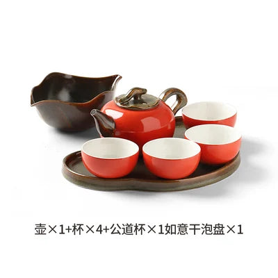 Ceramic Teapot Set Home Small Tea Tray Simple Teapot Teacup Set Creative Persimmon Everything Ruyi Kung Fu Black Tea Teaware