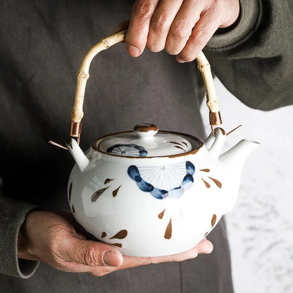 Ceramic Teapot Set Kettles for Flower Tea Vintage Kung Fu Tea Set Water Jug Cooking Pots Set Ceramic Kettle with Side Handle