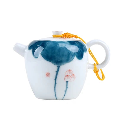 Ceramic Teapot Underglaze Color Hand-painted White Flter Tea Hand-held Pot Kung Fu Jin Jun Mei Black Teaware Free Shipping