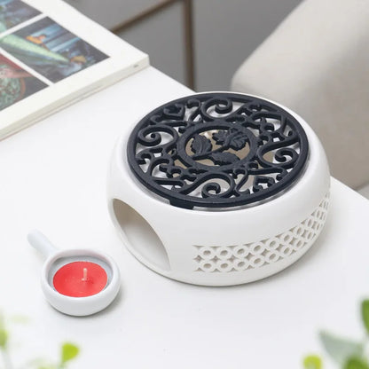 Ceramic Teapot Warmer Holder Base Tea Warmer Insulation Base Tea Coffee Water Warmer Candle Heating Base Holder Teaware