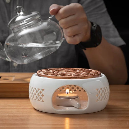 Ceramic Teapot Warmer Holder Base Tea Warmer Insulation Base Tea Coffee Water Warmer Candle Heating Base Holder Teaware