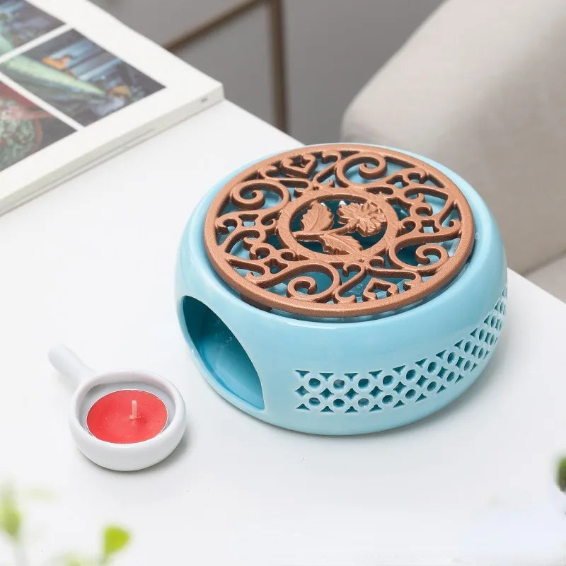 Ceramic Teapot Warmer Holder Base Tea Warmer Insulation Base Tea Coffee Water Warmer Candle Heating Base Holder Teaware