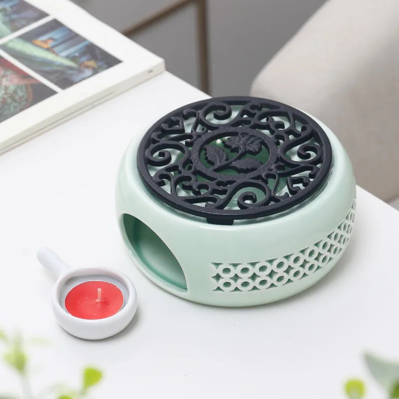Ceramic Teapot Warmer Holder Base Tea Warmer Insulation Base Tea Coffee Water Warmer Candle Heating Base Holder Teaware