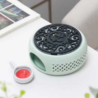Ceramic Teapot Warmer Holder Base Tea Warmer Insulation Base Tea Coffee Water Warmer Candle Heating Base Holder Teaware