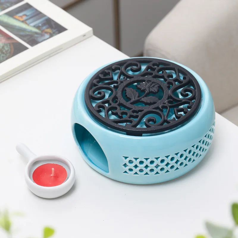 Ceramic Teapot Warmer Holder Base Tea Warmer Insulation Base Tea Coffee Water Warmer Candle Heating Base Holder Teaware