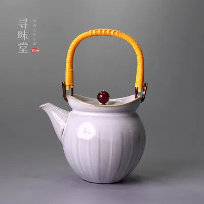 Ceramic Teapots Exquisite Retro Ceramic Beam Pot Large Teapot Stone Pottery Kung Fu Da Hong Pao Green Tea Set Free Shipping