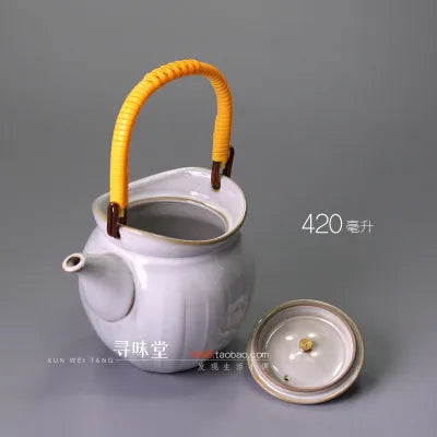Ceramic Teapots Exquisite Retro Ceramic Beam Pot Large Teapot Stone Pottery Kung Fu Da Hong Pao Green Tea Set Free Shipping