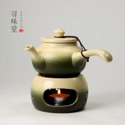 Ceramic Teapots High Quality Side Handle Pot + Bottom Furnace Candle Japanese Style Stoneware Kung Fu Jin Jun Mei Black tea set