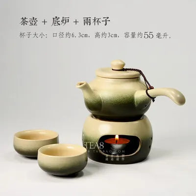 Ceramic Teapots High Quality Side Handle Pot + Bottom Furnace Candle Japanese Style Stoneware Kung Fu Jin Jun Mei Black tea set