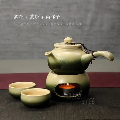 Ceramic Teapots High Quality Side Handle Pot + Bottom Furnace Candle Japanese Style Stoneware Kung Fu Jin Jun Mei Black tea set