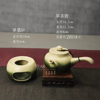 Ceramic Teapots High Quality Side Handle Pot + Bottom Furnace Candle Japanese Style Stoneware Kung Fu Jin Jun Mei Black tea set