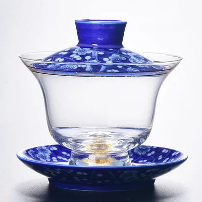 Ceramic Tibetan Gold Crystal Chinese Style Sancai Glass Cover Bowl Enamel Large -sized Hot Hand Gaiwan for Tea Teaware Kitchen