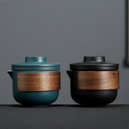 Ceramic Travel Tea Set One Pot Two Cups Outdoor Quick Cup Portable Storage Bag Chinese Porcelain Tea Suit Custom Beauty Teaware