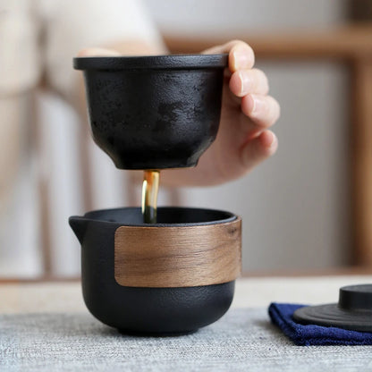 Ceramic Travel Tea Set One Pot Two Cups Outdoor Quick Cup Portable Storage Bag Chinese Porcelain Tea Suit Custom Beauty Teaware