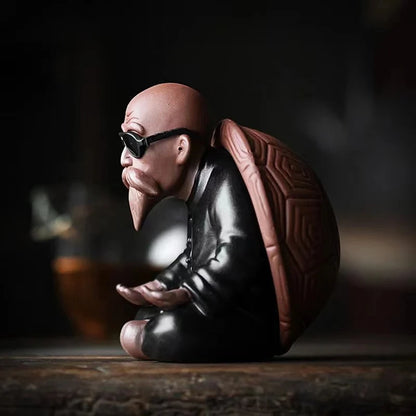 Ceramic Turtle Old Man Tea Drip Tea Pet Decoration Purple Sand Cute Character Decoration Tea Room Art Tea Ceremony Accessories