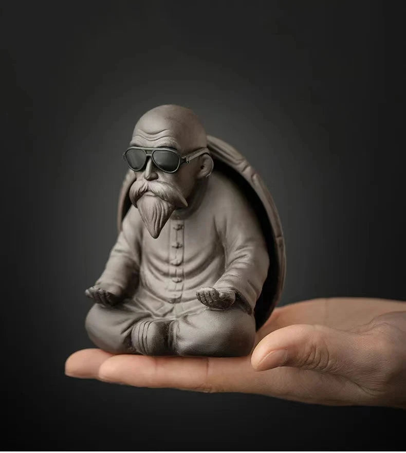 Ceramic Turtle Old Man Tea Drip Tea Pet Decoration Purple Sand Cute Character Decoration Tea Room Art Tea Ceremony Accessories