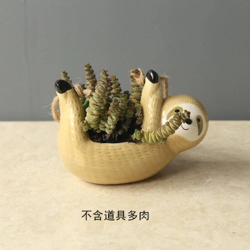 Ceramic Vase Wall Hanging Sloth Flower Pot Nordic Home Garden Decor Animal Flower Pot Scindapsus Chlorophytum Potted Plant Pot