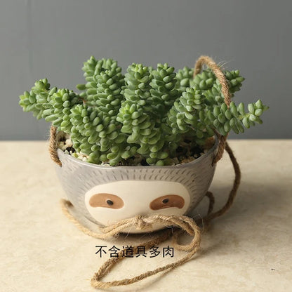 Ceramic Vase Wall Hanging Sloth Flower Pot Nordic Home Garden Decor Animal Flower Pot Scindapsus Chlorophytum Potted Plant Pot