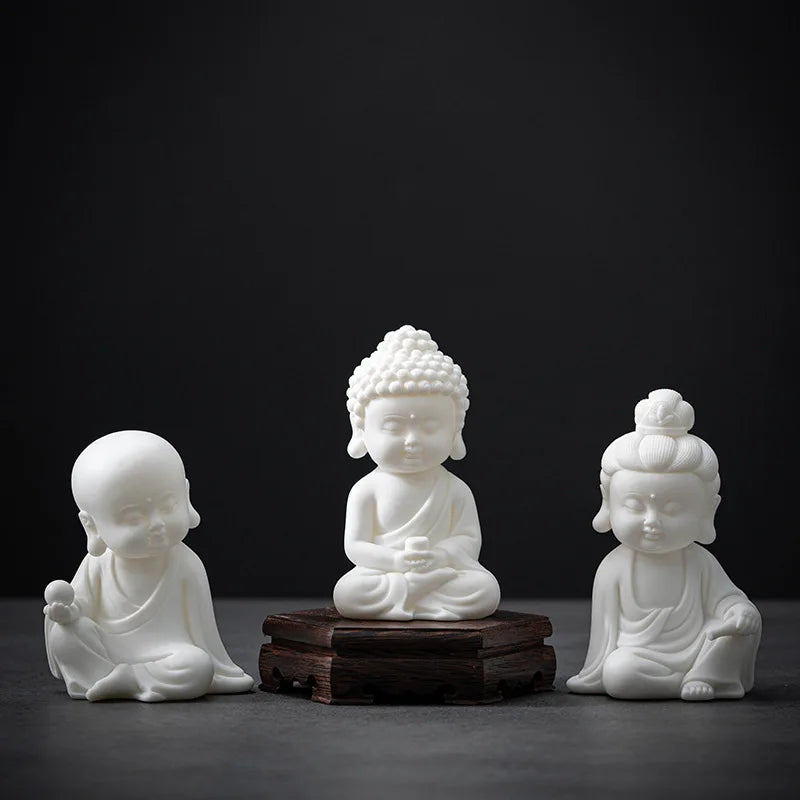 Ceramic Zen Elegance Small Tathagata Home Living Room Buddha Series Decoration Creative Guanyin Earth Collection Crafts Decor