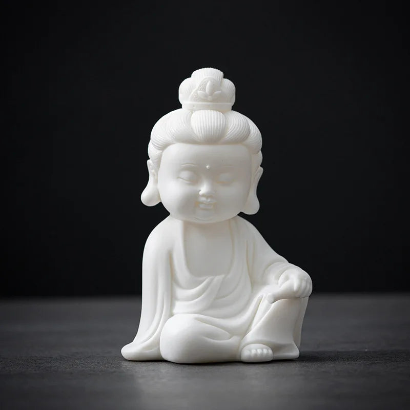 Ceramic Zen Elegance Small Tathagata Home Living Room Buddha Series Decoration Creative Guanyin Earth Collection Crafts Decor
