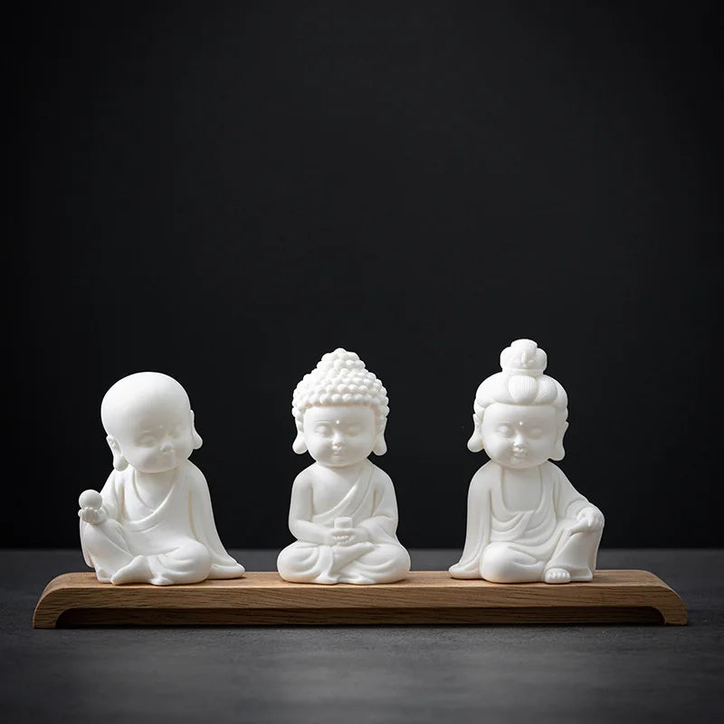 Ceramic Zen Elegance Small Tathagata Home Living Room Buddha Series Decoration Creative Guanyin Earth Collection Crafts Decor