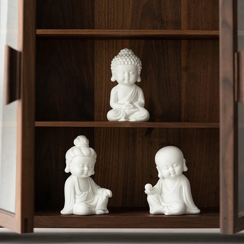 Ceramic Zen Elegance Small Tathagata Home Living Room Buddha Series Decoration Creative Guanyin Earth Collection Crafts Decor