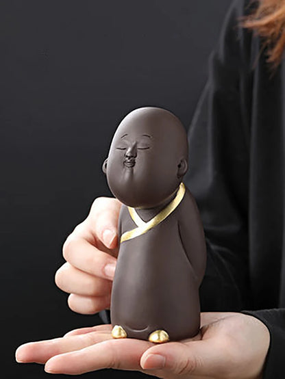 Ceramic Zi Sha Filter Ornaments Creative Little Monk Bamboo Hat Tea Funnel Strainer Infuset Kung Fu Tea Ceremony Set Accessory
