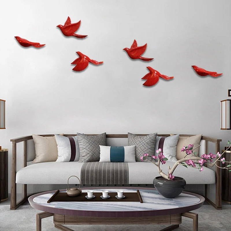 Ceramic bird pigeon wall decoration wall hanging creative wall decoration bedroom living room TV background wall pendant